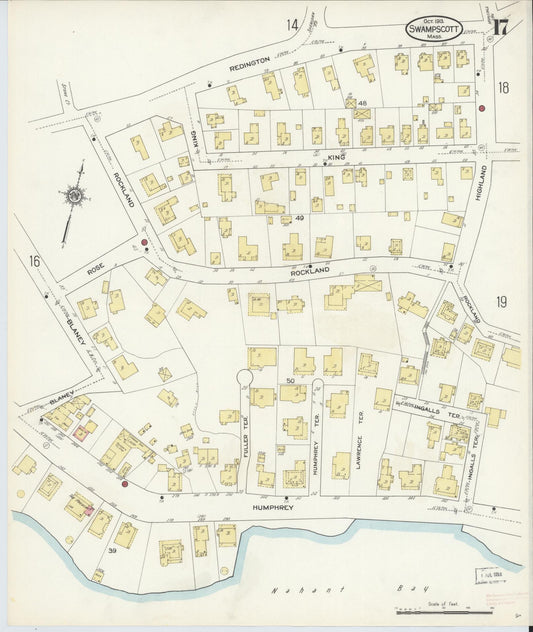 Sanborn Fire Insurance Map from Swampscott, Essex County, Massachusetts (1913), Sheet #0017 - Historic Sanborn Fire Insurance Map Print, vintage old map wall art, antique decor, genealogy gift, Massachusetts Massachusetts map