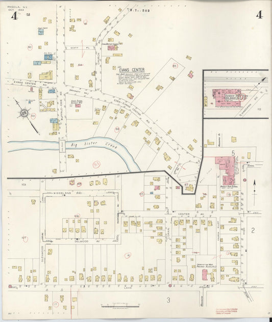 Sanborn Fire Insurance Map from Angola, Erie County, New York (1944), Sheet #0004 - Historic Sanborn Fire Insurance Map Print, vintage old map wall art, antique decor, genealogy gift, New York New York map