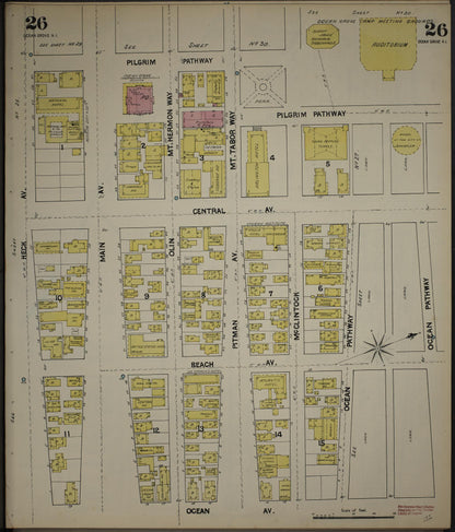 Sanborn Fire Insurance Map from New Jersey Coast, New Jersey Coast, New Jersey (1890), Sheet #0026 - Historic Sanborn Fire Insurance Map Print, vintage old map wall art, antique decor, genealogy gift, New Jersey Coast New Jersey map