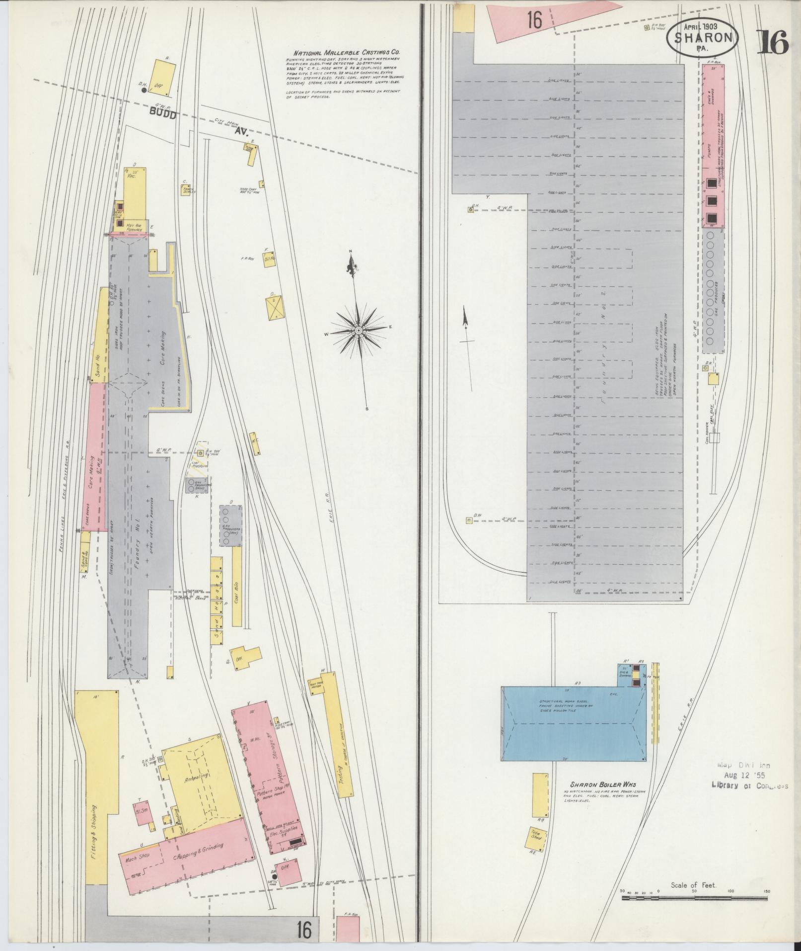 Sanborn Fire Insurance Map from Sharon, Mercer County, Pennsylvania (1903), Sheet #0016 - Historic Sanborn Fire Insurance Map Print, vintage old map wall art, antique decor, genealogy gift, Pennsylvania Pennsylvania map
