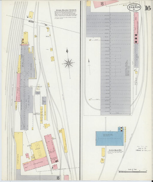 Sanborn Fire Insurance Map from Sharon, Mercer County, Pennsylvania (1903), Sheet #0016 - Historic Sanborn Fire Insurance Map Print, vintage old map wall art, antique decor, genealogy gift, Pennsylvania Pennsylvania map