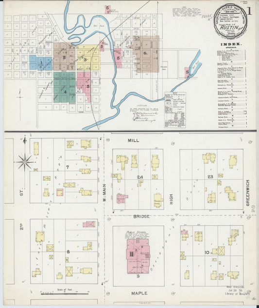 Sanborn Fire Insurance Map from Austin, Mower County, Minnesota (1892), Sheet #0001 - Complete Map Set gallery image, historic Sanborn map, vintage wall art, Minnesota Minnesota
