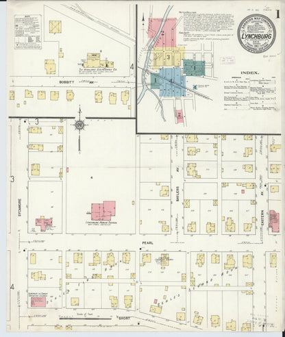 Sanborn Fire Insurance Map from Lynchburg, Highland County, Ohio (1911), Sheet #0001 - Historic Sanborn Fire Insurance Map Print, vintage old map wall art, antique decor, genealogy gift, Ohio Ohio map