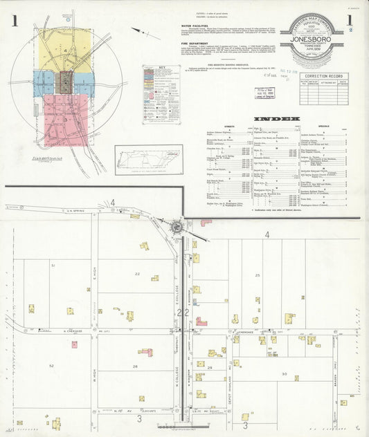 Sanborn Fire Insurance Map from Jonesboro, Washington County, Tennessee (1939), Sheet #0001 - Complete Map Set gallery image, historic Sanborn map, vintage wall art, Tennessee Tennessee