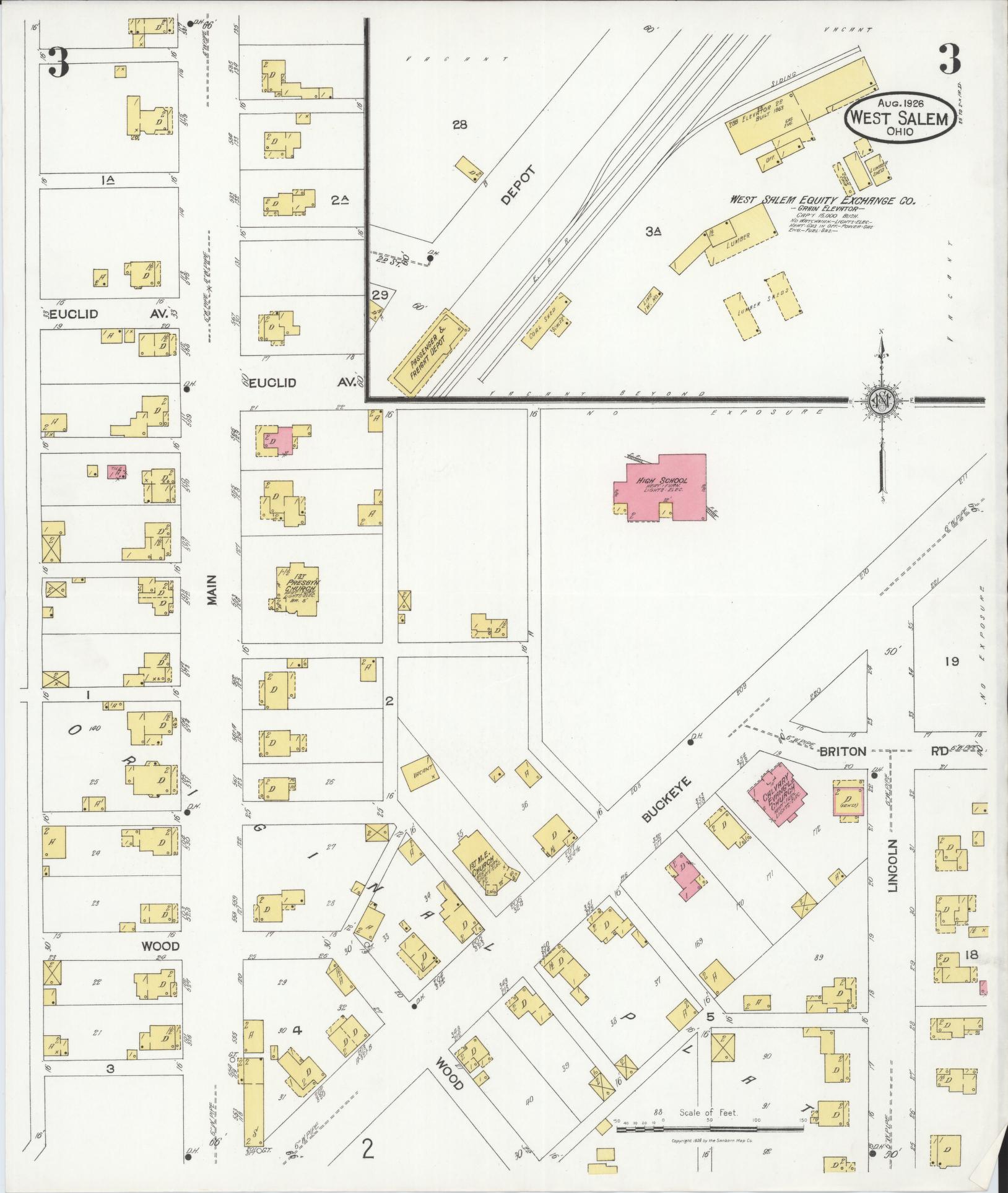 Sanborn Fire Insurance Map from West Salem, Wayne County, Ohio (1926), Sheet #0003 - Complete Map Set gallery image, historic Sanborn map, vintage wall art, Ohio Ohio