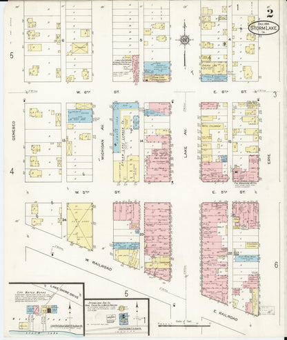 Sanborn Fire Insurance Map from Storm Lake, Buena Vista County, Iowa (1914), Sheet #0002 - Historic Sanborn Fire Insurance Map Print, vintage old map wall art