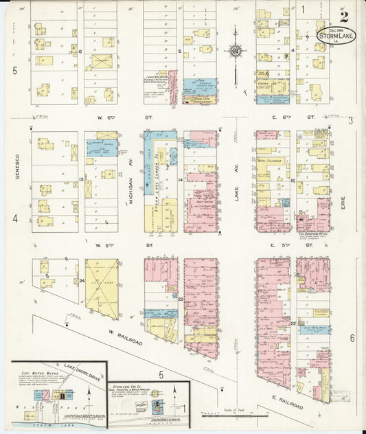 Sanborn Fire Insurance Map from Storm Lake, Buena Vista County, Iowa (1914), Sheet #0002 - Historic Sanborn Fire Insurance Map Print, vintage old map wall art