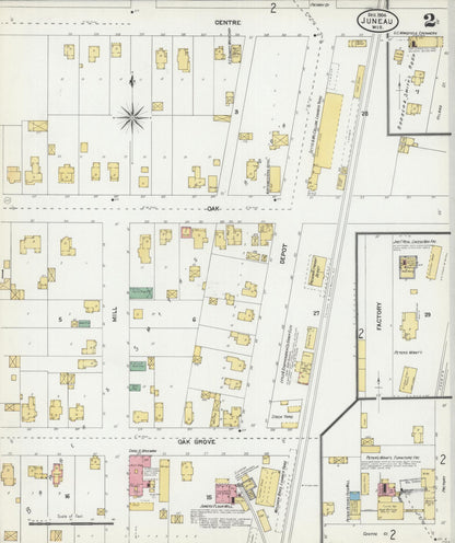Sanborn Fire Insurance Map from Juneau, Dodge County, Wisconsin (1904), Sheet #0002 - Complete Map Set gallery image, historic Sanborn map, vintage wall art, Wisconsin Wisconsin