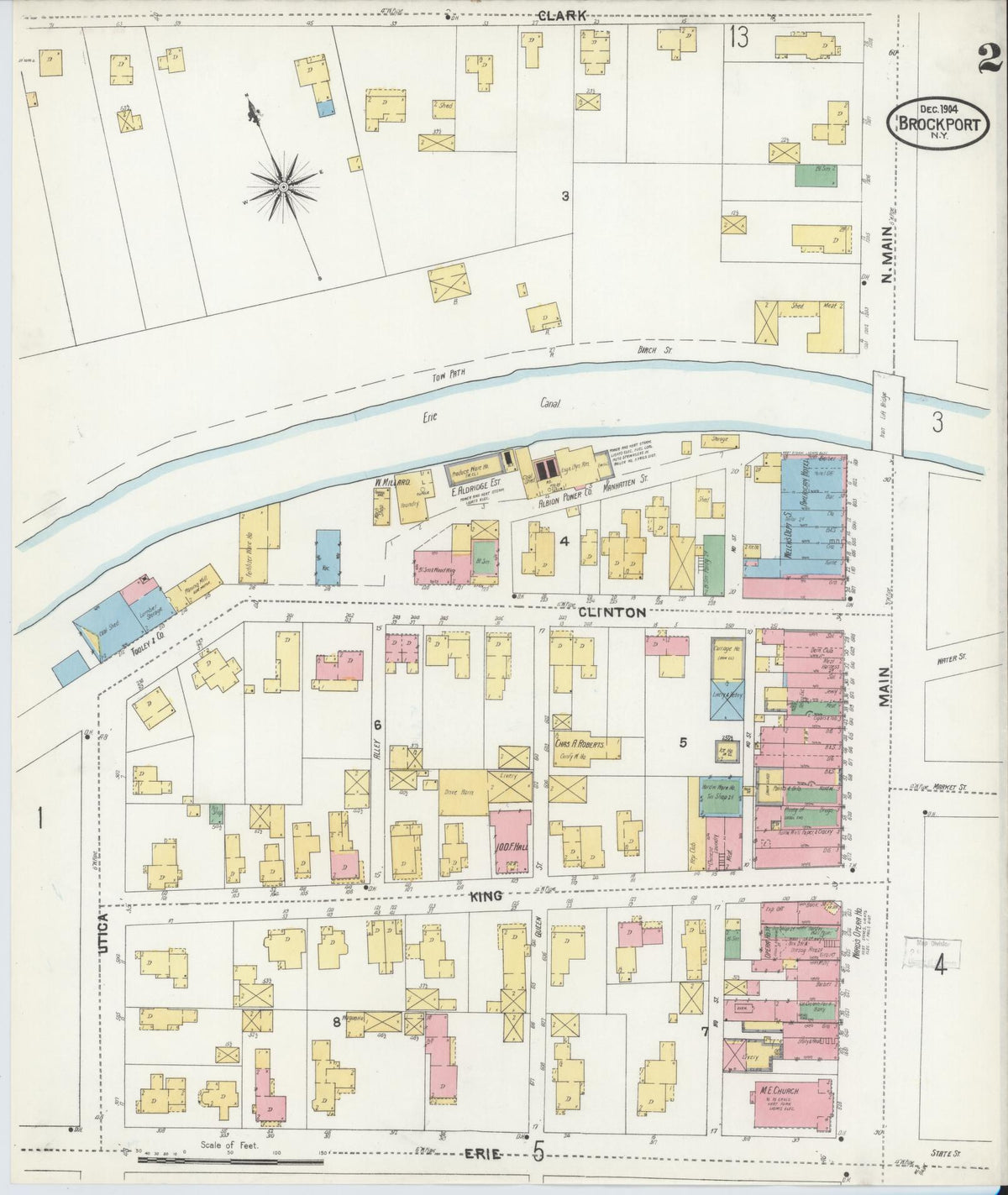 Sanborn Fire Insurance Map from Brockport, Monroe County, New York (1904), Sheet #0002 - Complete Map Set gallery image, historic Sanborn map, vintage wall art, New York New York