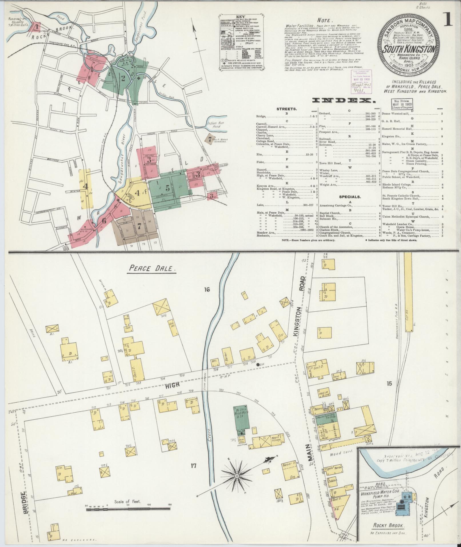 Sanborn Fire Insurance Map from South Kingstown, Washington County, Rhode Island. (1903) – Historic Sanborn Fire Insurance Map Print