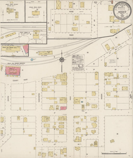 Sanborn Fire Insurance Map from Mosier, Wasco County, Oregon (1920), Sheet #0001 - Historic Sanborn Fire Insurance Map Print, vintage old map wall art, antique decor, genealogy gift, Oregon Oregon map