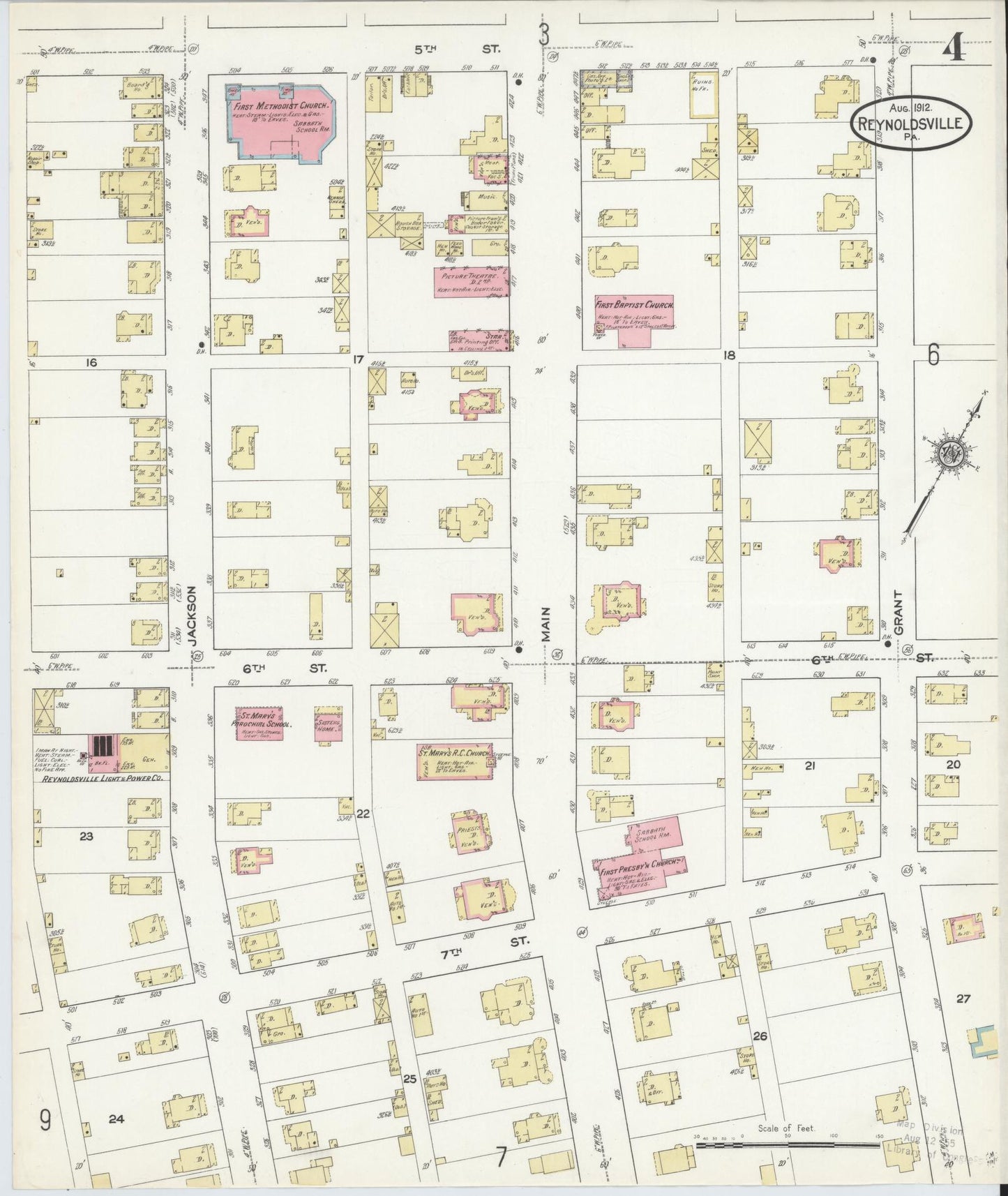 Sanborn Fire Insurance Map from Reynoldsville, Jefferson County, Pennsylvania (1912), Sheet #0004 - Complete Map Set gallery image, historic Sanborn map, vintage wall art, Pennsylvania Pennsylvania