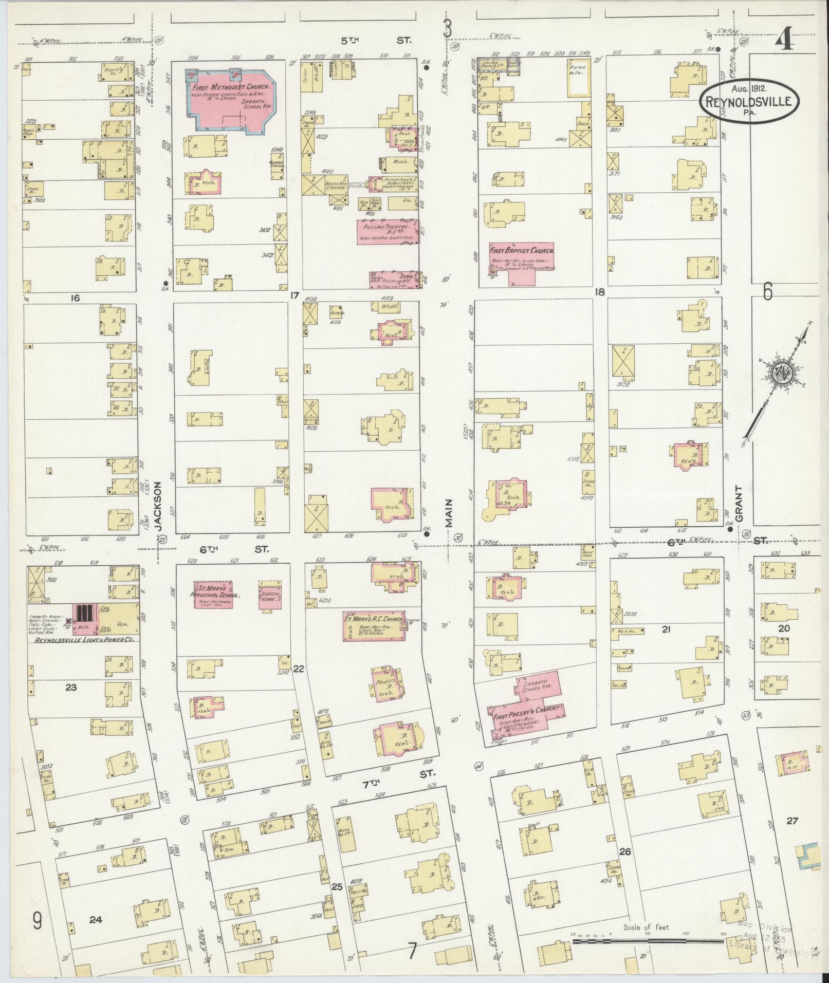 Sanborn Fire Insurance Map from Reynoldsville, Jefferson County, Pennsylvania (1912), Sheet #0004 - Complete Map Set gallery image, historic Sanborn map, vintage wall art, Pennsylvania Pennsylvania
