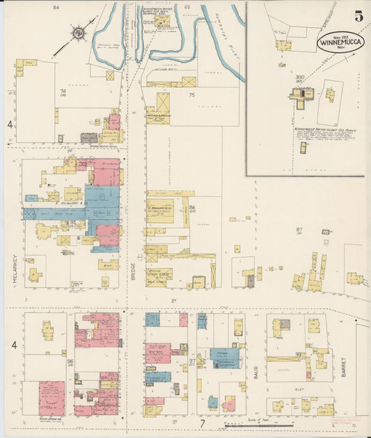 Sanborn Fire Insurance Map from Winnemucca, Humboldt County, Nevada (1912), Sheet #0005 - Historic Sanborn Fire Insurance Map Print, vintage old map wall art, antique decor, genealogy gift, Nevada Nevada map