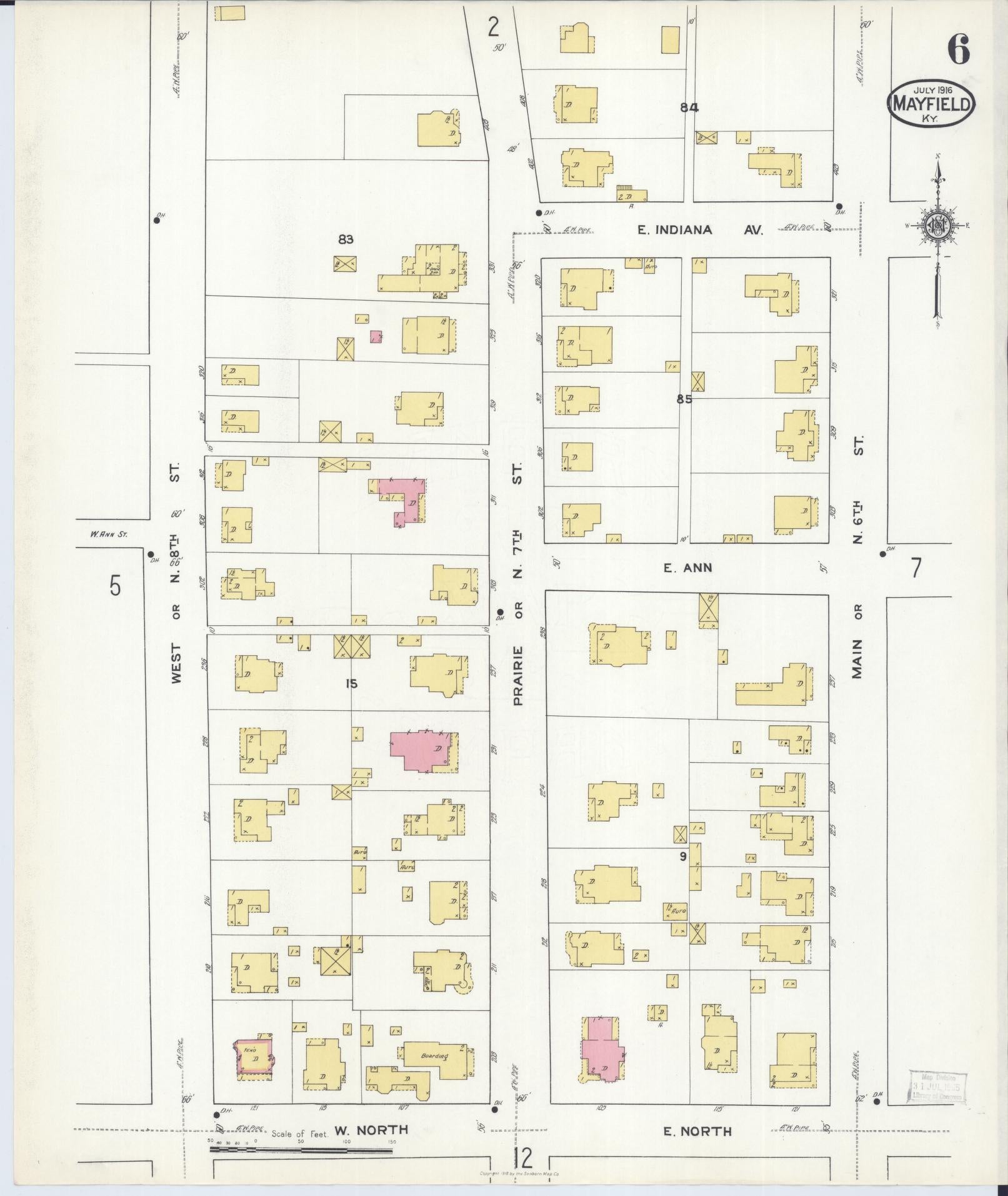 Sanborn Fire Insurance Map from Mayfield, Graves County, Kentucky (1916), Sheet #0006 - Complete Map Set gallery image, historic Sanborn map, vintage wall art, Kentucky Kentucky