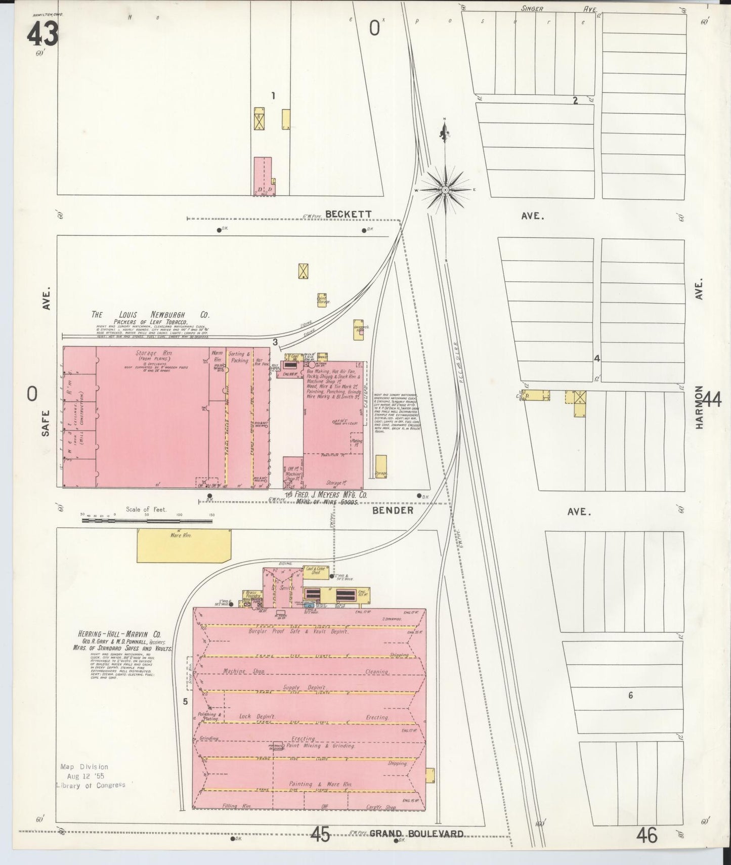 Sanborn Fire Insurance Map from Hamilton, Butler County, Ohio (1899), Sheet #0043 - Complete Map Set gallery image, historic Sanborn map, vintage wall art, Ohio Ohio