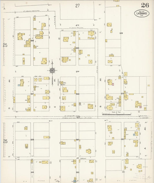 Sanborn Fire Insurance Map from La Grande, Union County, Oregon (1910), Sheet #0026 - Historic Sanborn Fire Insurance Map Print, vintage old map wall art, antique decor, genealogy gift, Oregon Oregon map