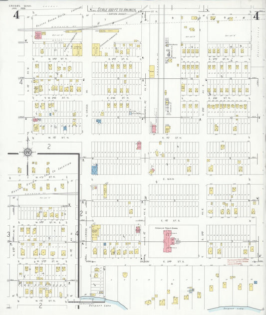 Sanborn Fire Insurance Map from Crosby, Crow Wing County, Minnesota (1935), Sheet #0004 - Historic Sanborn Fire Insurance Map Print, vintage old map wall art, antique decor, genealogy gift, Minnesota Minnesota map