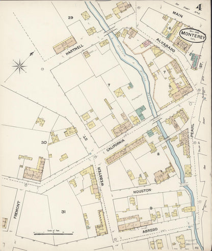 Sanborn Fire Insurance Map from Monterey, Monterey County, California (1888), Sheet #0004 - Complete Map Set gallery image, historic Sanborn map, vintage wall art, California California