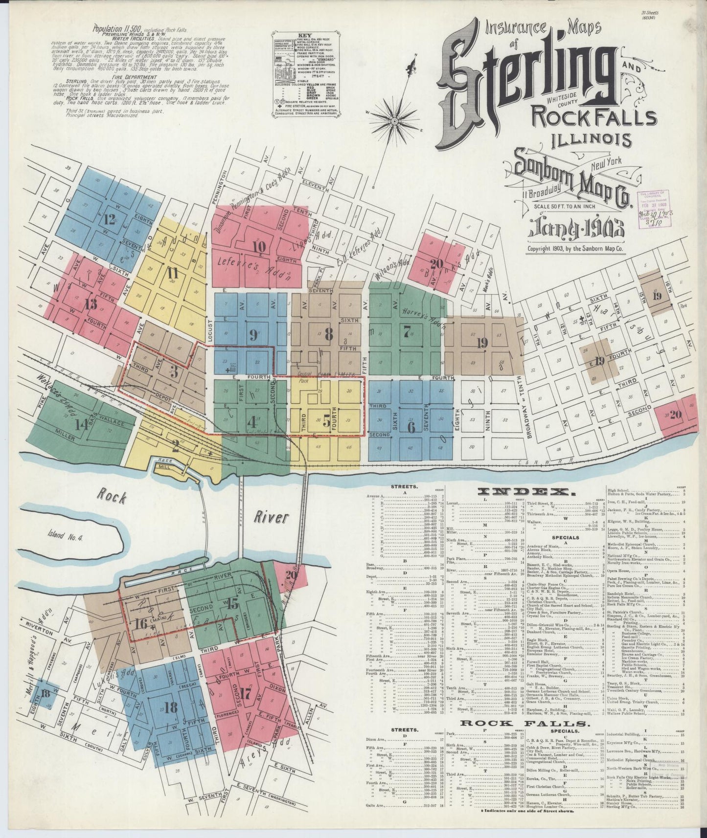 Sanborn Fire Insurance Map from Sterling, Whiteside County, Illinois (1903), Sheet #0001 - Complete Map Set gallery image, historic Sanborn map, vintage wall art, Illinois Illinois