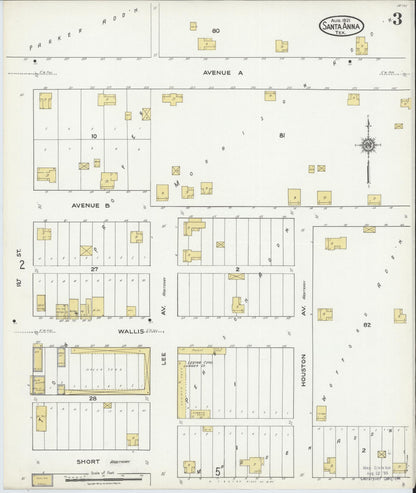 Sanborn Fire Insurance Map from Santa Anna, Coleman County, Texas (1921), Sheet #0003 - Complete Map Set gallery image, historic Sanborn map, vintage wall art, Texas Texas