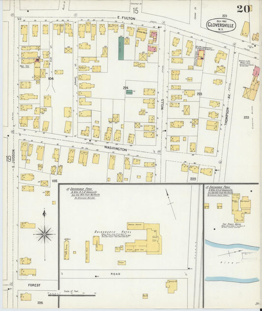 Sanborn Fire Insurance Map from Gloversville, Fulton County, New York (1902), Sheet #0020 - Historic Sanborn Fire Insurance Map Print, vintage old map wall art, antique decor, genealogy gift, New York New York map