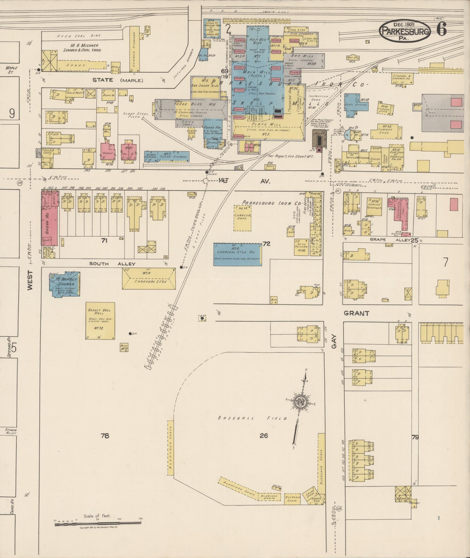 Sanborn Fire Insurance Map from Parkesburg, Chester County, Pennsylvania (1921), Sheet #0006 - Complete Map Set gallery image, historic Sanborn map, vintage wall art, Pennsylvania Pennsylvania