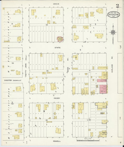Sanborn Fire Insurance Map from Magazine, Logan County, Arkansas (1913), Sheet #0002 - Complete Map Set gallery image, historic Sanborn map, vintage wall art, Arkansas Arkansas