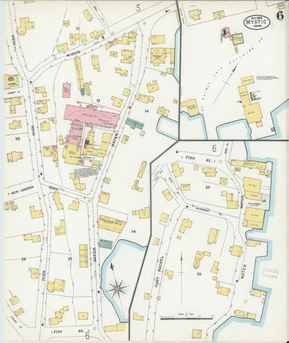 Sanborn Fire Insurance Map from Mystic, New London County, Connecticut (1903), Sheet #0006 - Complete Map Set gallery image, historic Sanborn map, vintage wall art, Connecticut Connecticut