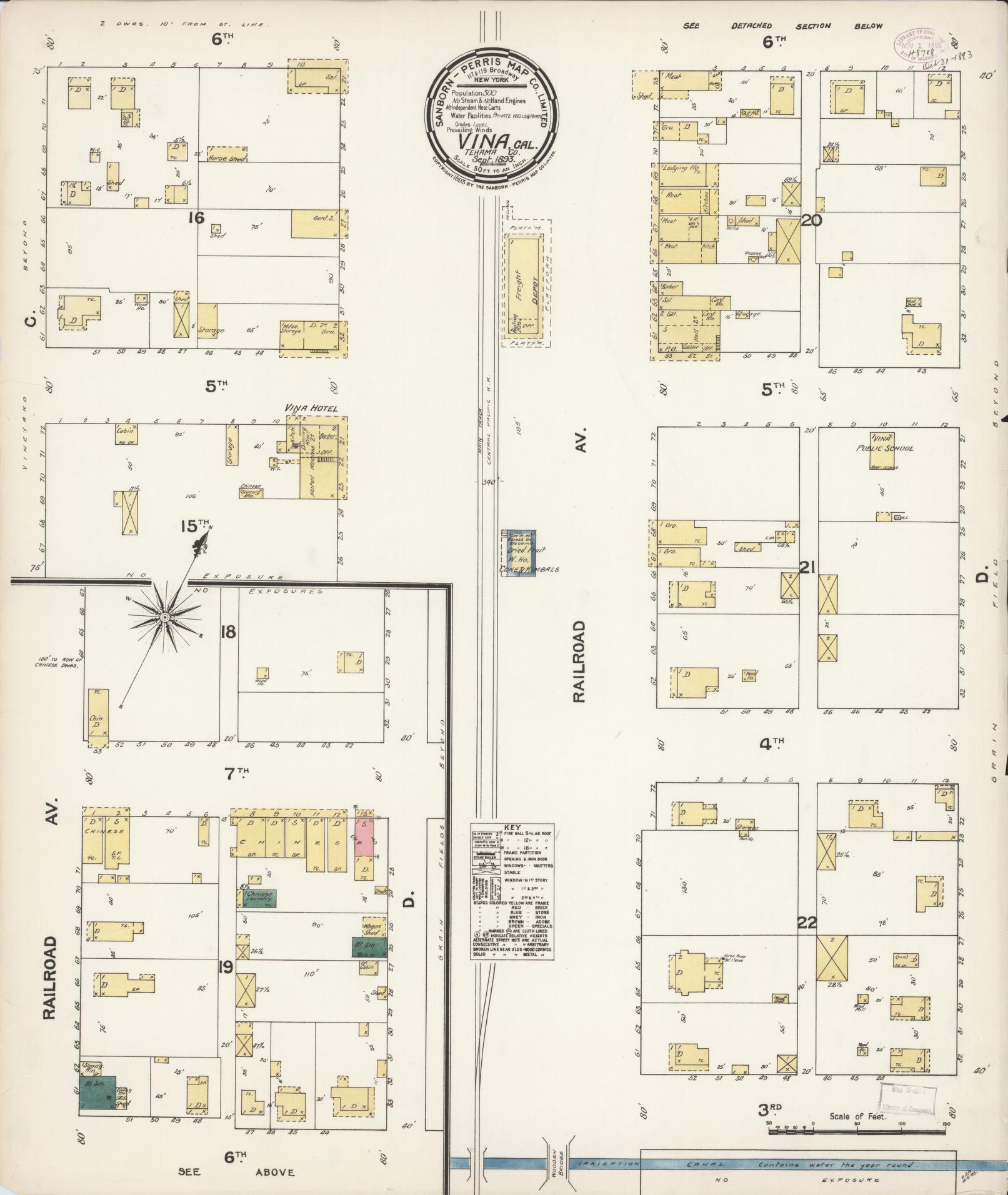 Sanborn Fire Insurance Map from Vina, Tehama County, California. (1893) – Historic Sanborn Fire Insurance Map Print