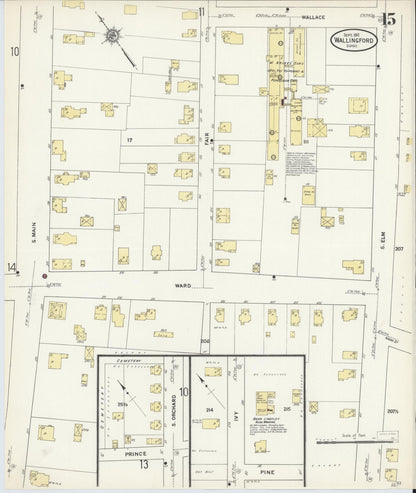 Sanborn Fire Insurance Map from Wallingford, New Haven County, Connecticut (1911), Sheet #0015 - Complete Map Set gallery image, historic Sanborn map, vintage wall art, Connecticut Connecticut