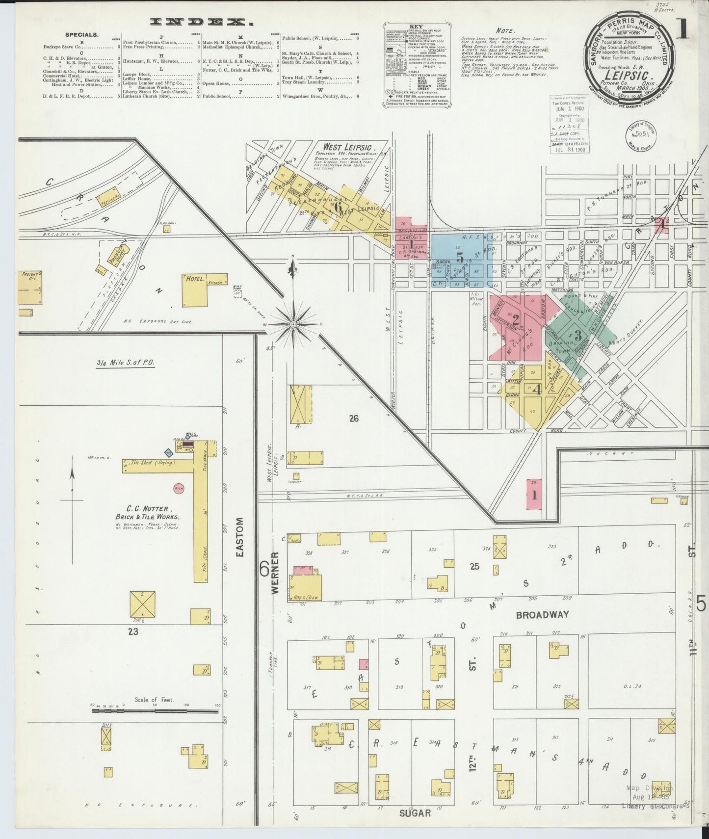 Sanborn Fire Insurance Map from Leipsic, Putnam County, Ohio (1900), Sheet #0001 - Historic Sanborn Fire Insurance Map Print, vintage old map wall art, antique decor, genealogy gift, Ohio Ohio map
