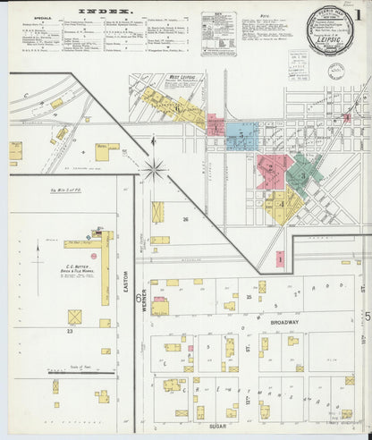 Sanborn Fire Insurance Map from Leipsic, Putnam County, Ohio (1900), Sheet #0001 - Historic Sanborn Fire Insurance Map Print, vintage old map wall art, antique decor, genealogy gift, Ohio Ohio map
