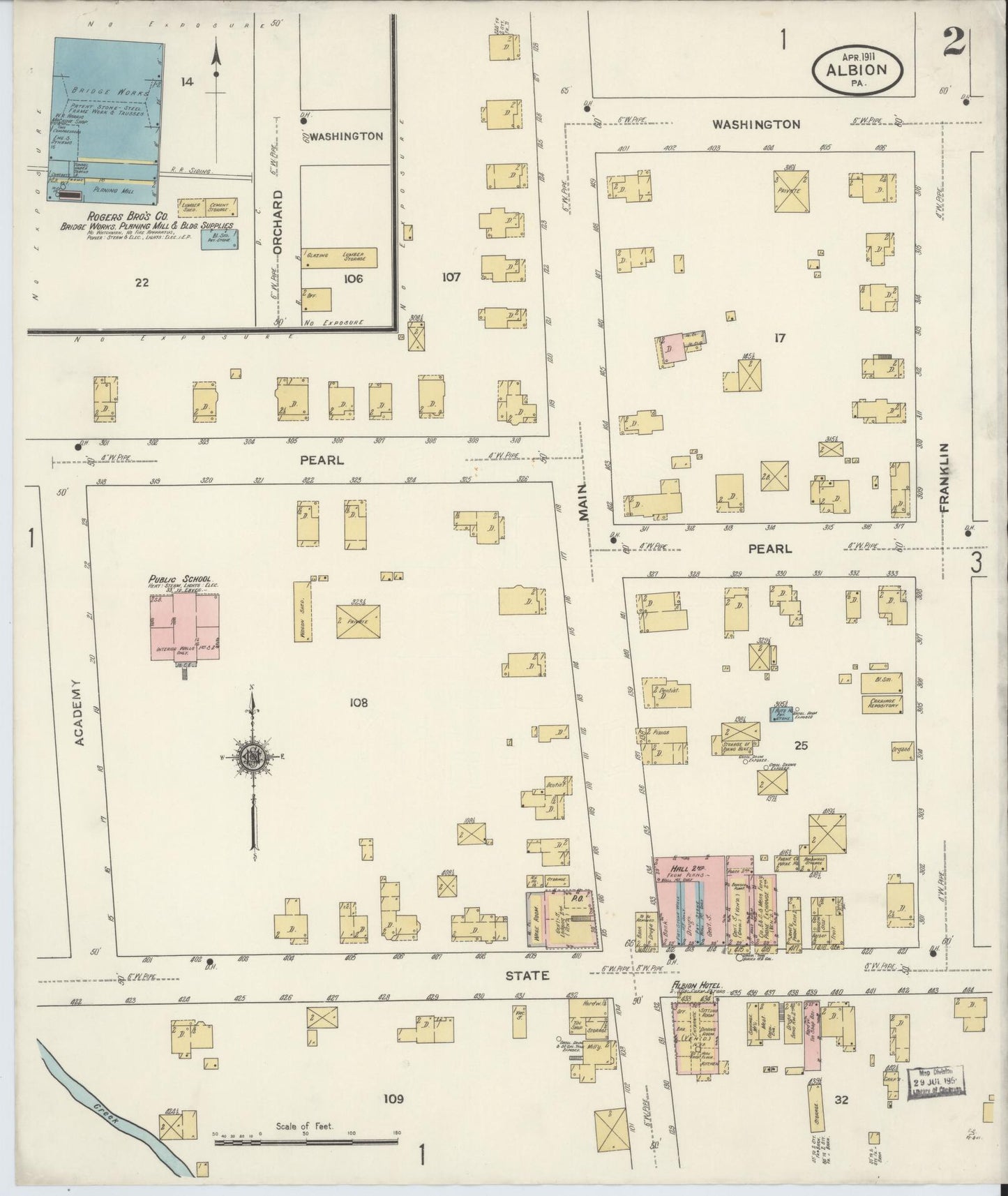 Sanborn Fire Insurance Map from Albion, Erie County, Pennsylvania (1911), Sheet #0002 - Historic Sanborn Fire Insurance Map Print, vintage old map wall art, antique decor, genealogy gift, Pennsylvania Pennsylvania map
