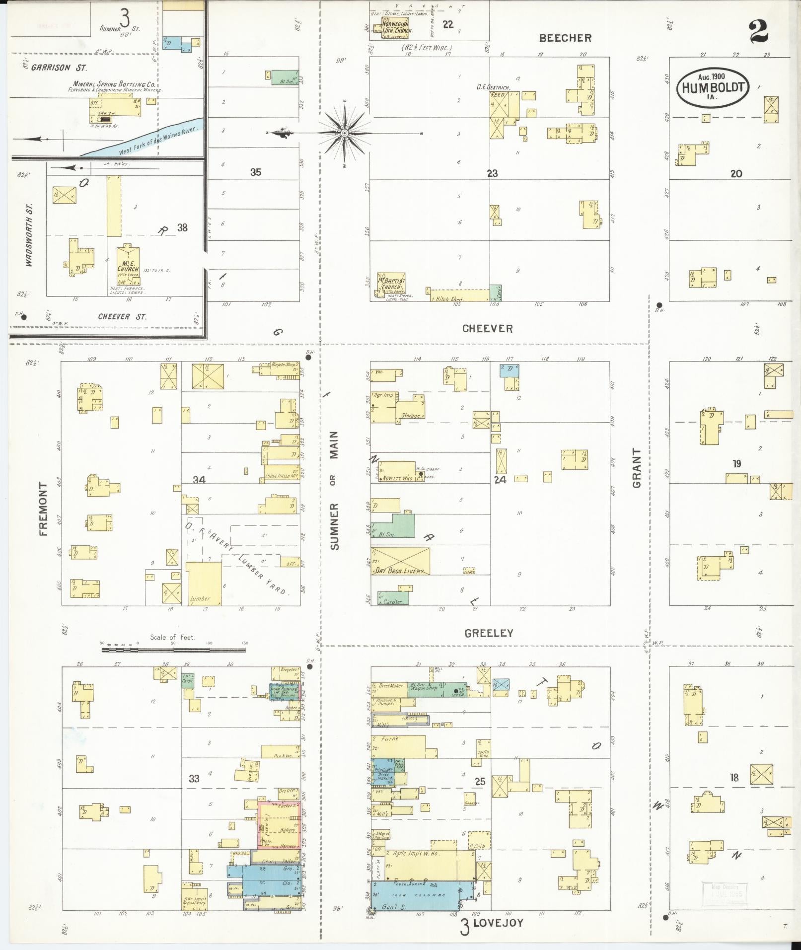Sanborn Fire Insurance Map from Humboldt, Humboldt County, Iowa (1900), Sheet #0002 - Historic Sanborn Fire Insurance Map Print