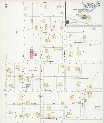 Sanborn Fire Insurance Map from Salem, Dent County, Missouri (1924), Sheet #0005 - Historic Sanborn Fire Insurance Map Print, vintage old map wall art, antique decor, genealogy gift, Missouri Missouri map