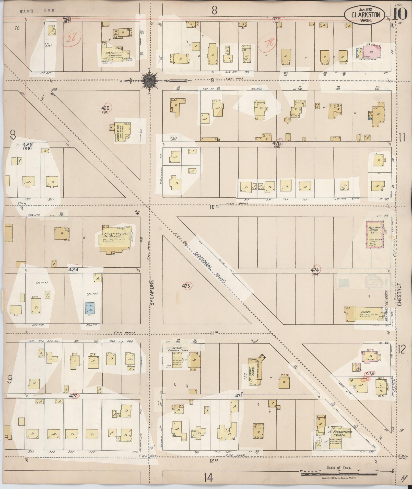 Sanborn Fire Insurance Map from Clarkston, Asotin County, Washington (1949), Sheet #0010 - Complete Map Set gallery image, historic Sanborn map, vintage wall art, Washington Washington