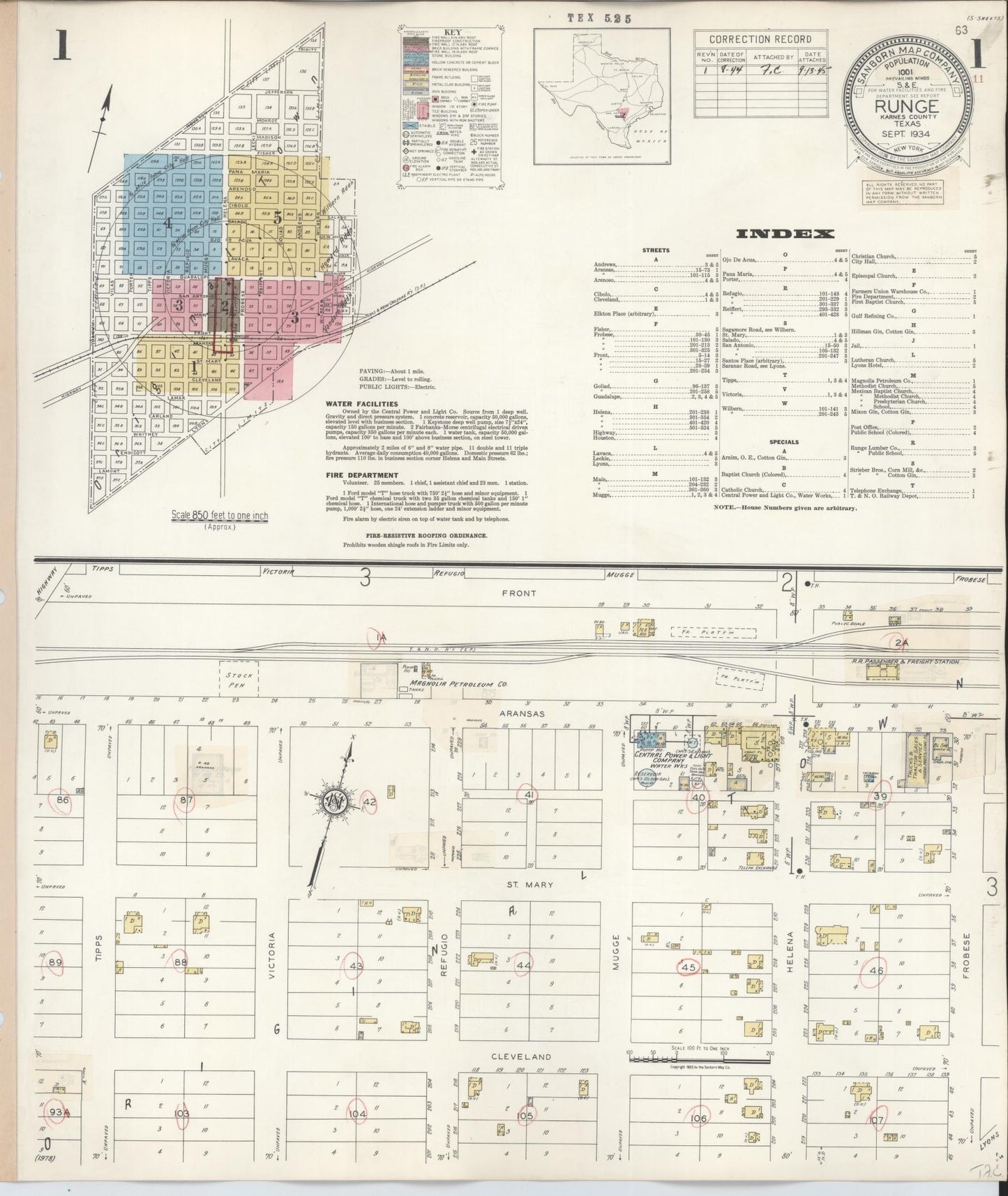 Sanborn Fire Insurance Map from Runge, Karnes County, Texas. (1944) – Historic Sanborn Fire Insurance Map Print