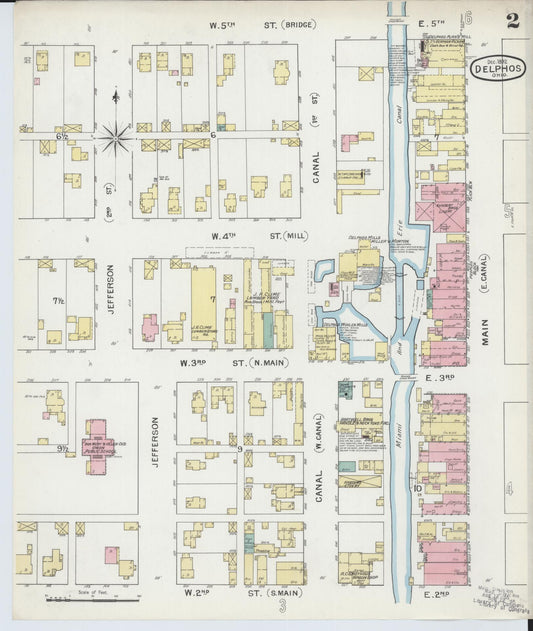 Sanborn Fire Insurance Map from Delphos, Van Wert And Allen Counties, Ohio (1892), Sheet #0002 - Historic Sanborn Fire Insurance Map Print, vintage old map wall art, antique decor, genealogy gift, Ohio Ohio map