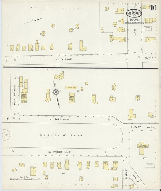 Sanborn Fire Insurance Map from Mount Morris, Livingston County, New York (1913), Sheet #0010 - Historic Sanborn Fire Insurance Map Print, vintage old map wall art, antique decor, genealogy gift, New York New York map