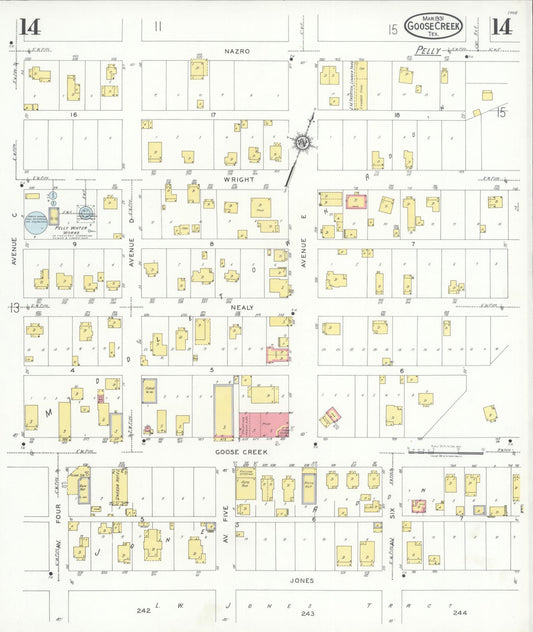 Sanborn Fire Insurance Map from Goose Creek, Harris County, Texas (1931), Sheet #0014 - Historic Sanborn Fire Insurance Map Print, vintage old map wall art, antique decor, genealogy gift, Texas Texas map