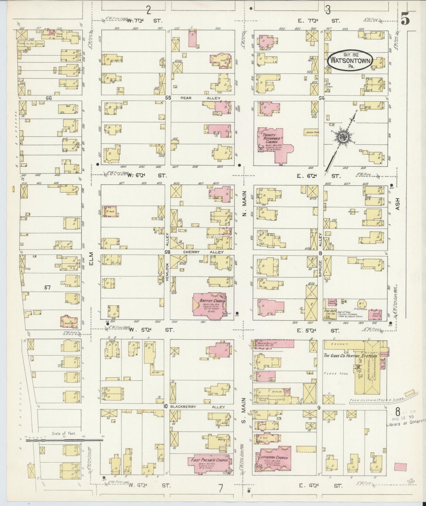 Sanborn Fire Insurance Map from Watsontown, Northumberland County, Pennsylvania (1912), Sheet #0005 - Complete Map Set gallery image, historic Sanborn map, vintage wall art, Pennsylvania Pennsylvania