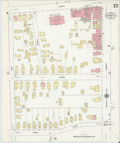Sanborn Fire Insurance Map from Norwich, Chenango County, New York (1910), Sheet #0012 - Historic Sanborn Fire Insurance Map Print, vintage old map wall art, antique decor, genealogy gift, New York New York map