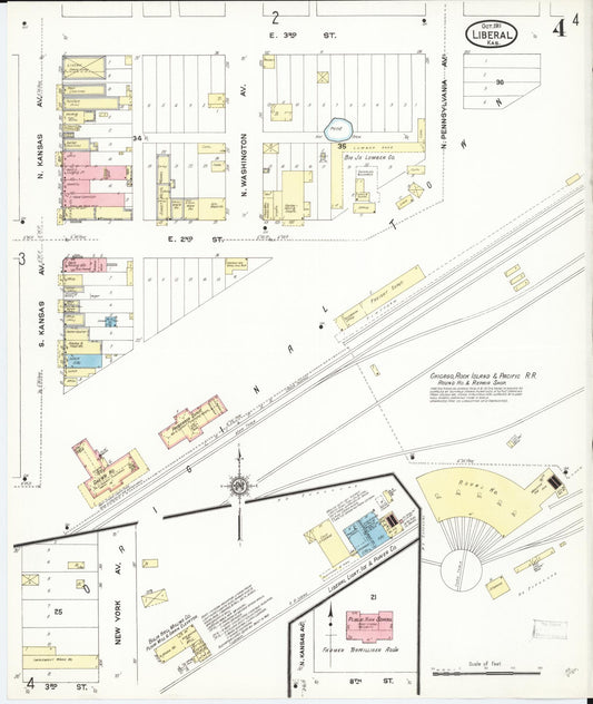 Sanborn Fire Insurance Map from Liberal, Seward County, Kansas (1911), Sheet #0004 - Historic Sanborn Fire Insurance Map Print, vintage old map wall art, antique decor, genealogy gift, Kansas Kansas map