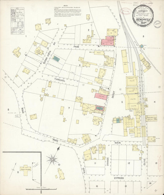Sanborn Fire Insurance Map from Newcastle, Placer County, California (1899), Sheet #0001 - Historic Sanborn Fire Insurance Map Print, vintage old map wall art, antique decor, genealogy gift, California California map