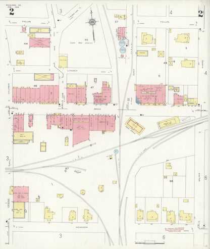 Sanborn Fire Insurance Map from Richland, Stewart County, Georgia (1934), Sheet #0002 - Complete Map Set gallery image, historic Sanborn map, vintage wall art, Georgia Georgia