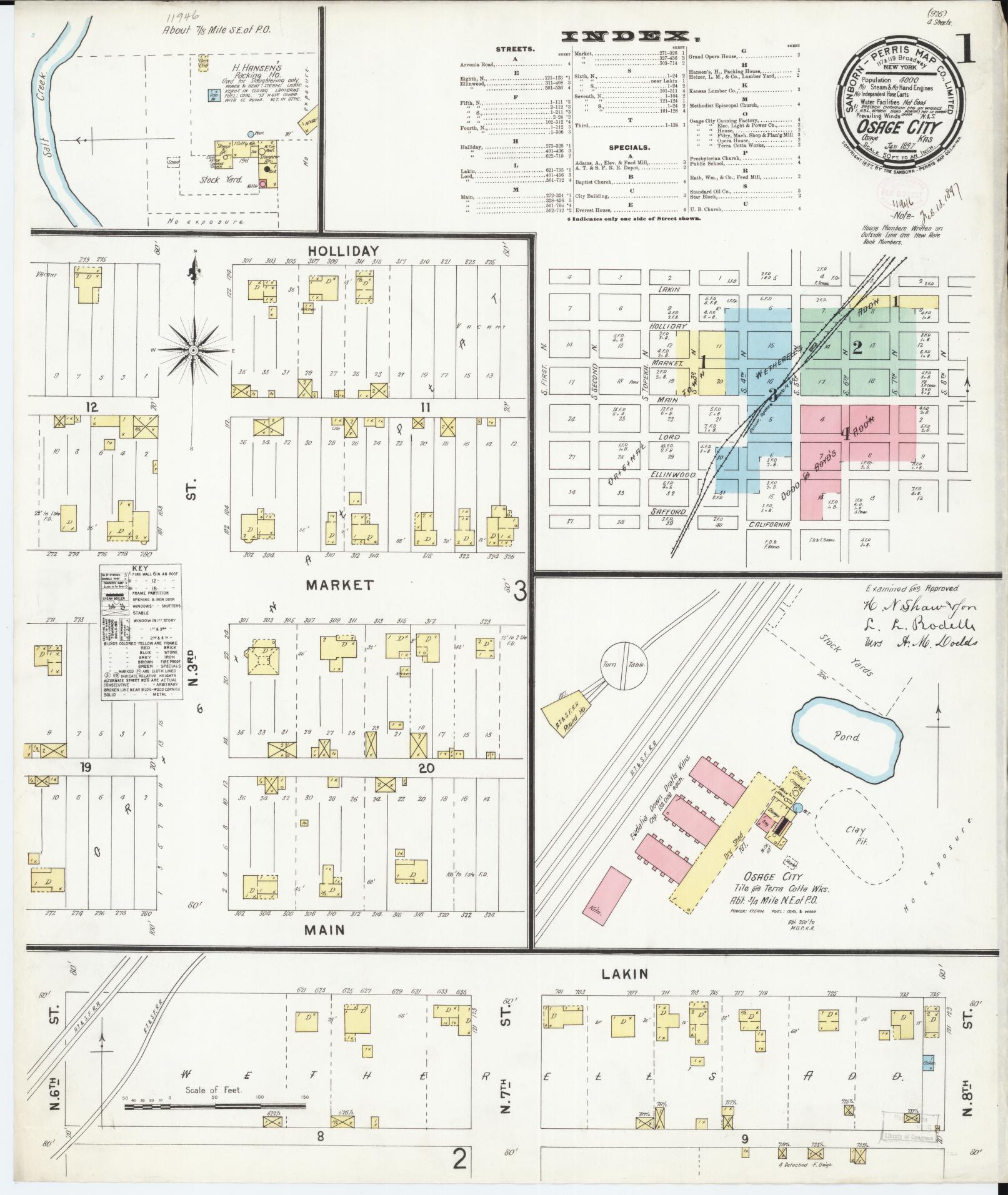 Sanborn Fire Insurance Map from Osage City, Osage County, Kansas. (1897) – Historic Sanborn Fire Insurance Map Print