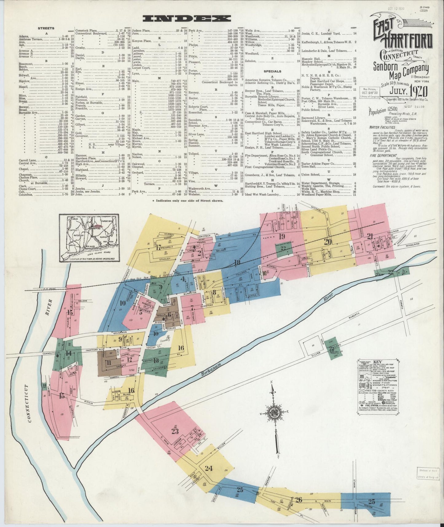 Sanborn Fire Insurance Map from East Hartford, Hartford County, Connecticut. (1920) – Historic Sanborn Fire Insurance Map Print