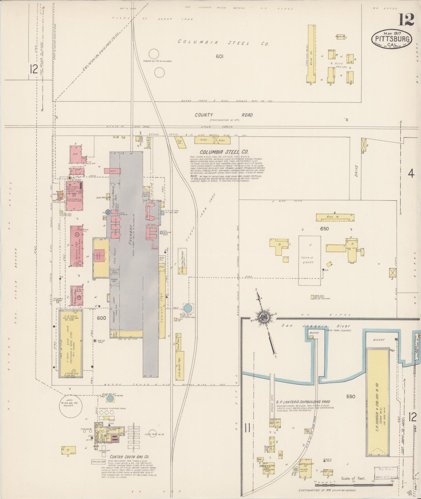 Sanborn Fire Insurance Map from Pittsburg, Contra Costa County, California (1917), Sheet #0012 - Complete Map Set gallery image, historic Sanborn map, vintage wall art, California California