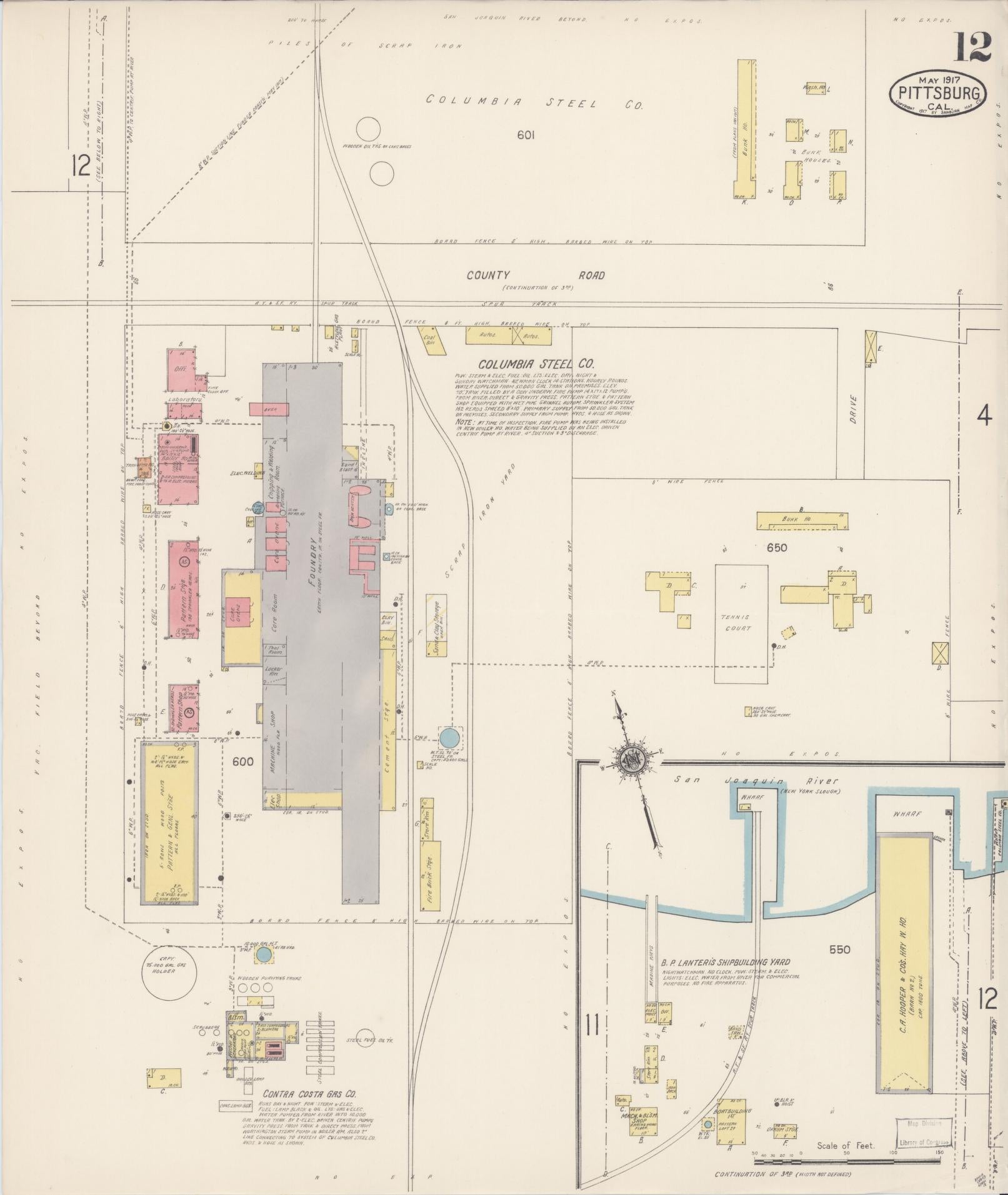 Sanborn Fire Insurance Map from Pittsburg, Contra Costa County, California (1917), Sheet #0012 - Complete Map Set gallery image, historic Sanborn map, vintage wall art, California California